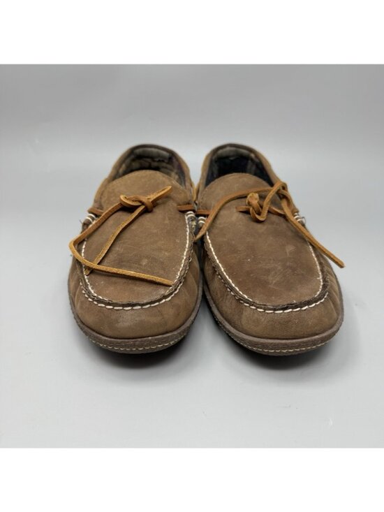 L.L. Bean Handsewn Leather Flannel Lined Moccasin Slippers Brown Men\'s Size 11 main image 3